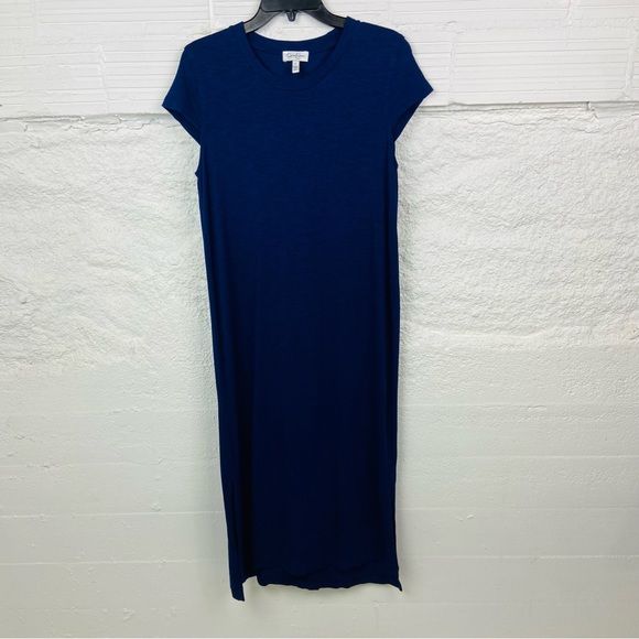 JESSICA SIMPSON navy Tee shirt plain mini slit dress size large - Picture 3 of 17